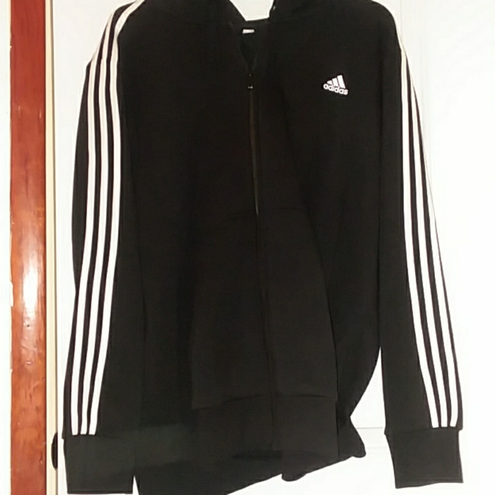 NWOT MEN XXL BLACK ADIDAS ZIP UP HOODIE
